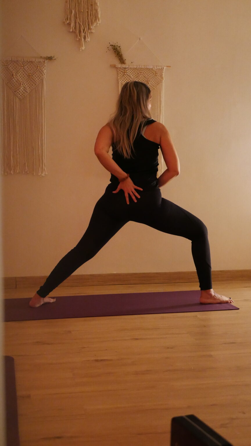 Postura de yoga dinámica (Vinyasa) o estática (Hatha).